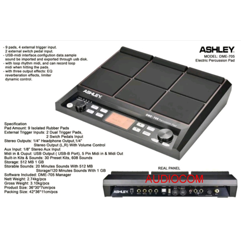 Drum Elektrik ashley DME 705 original Elektrik percussion DME705