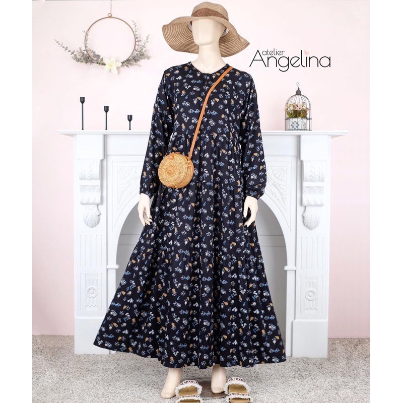 Atelier Angelina Defect Bella Dress Smokeyflo Black size M Bahan Paris Viscose Terbaru Maret 2021
