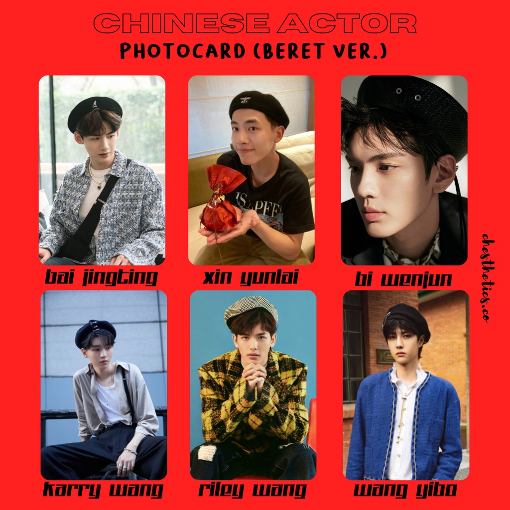 Aktor China Actor Beret Ver. Photocard (Bai Jingting Xin Yunlai Bi Wenjun Karry Wang Riley Wang Wang