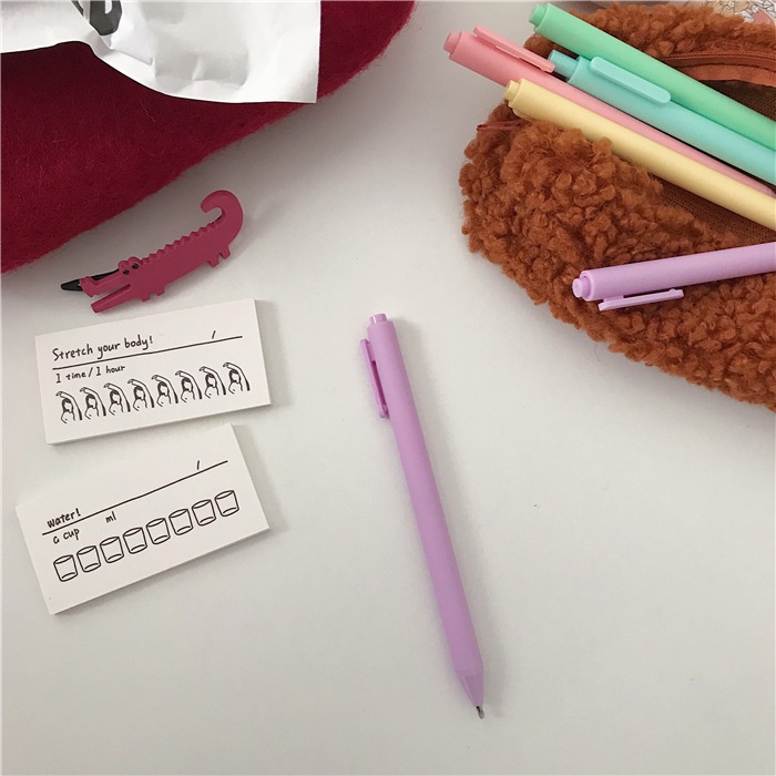 [HARU] Pulpen Mekanik Polos 0.5mm Pastel Pena Warna Macaroon Pena Tekan Karakter Bolpen Unik-Ungu