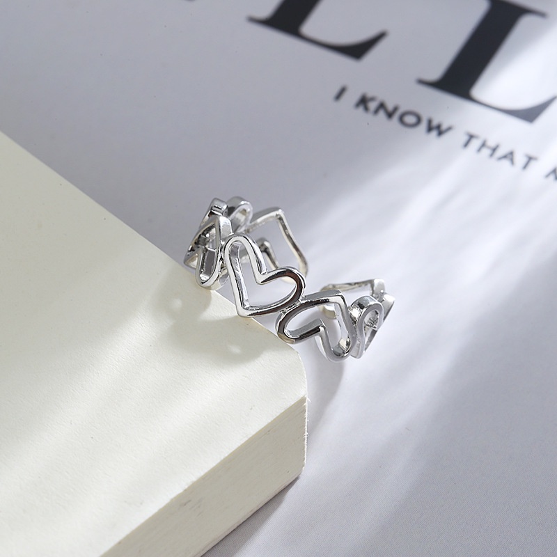 Cincin Jari Telunjuk Model Terbuka Bentuk Hati Rongga Tidak Teratur