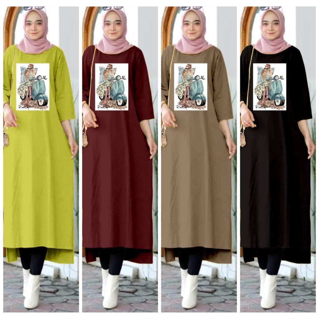 Long Tunik Oversize 2/ Kaos Tunik Lengan Panjang/ Long Tunik Kekinian