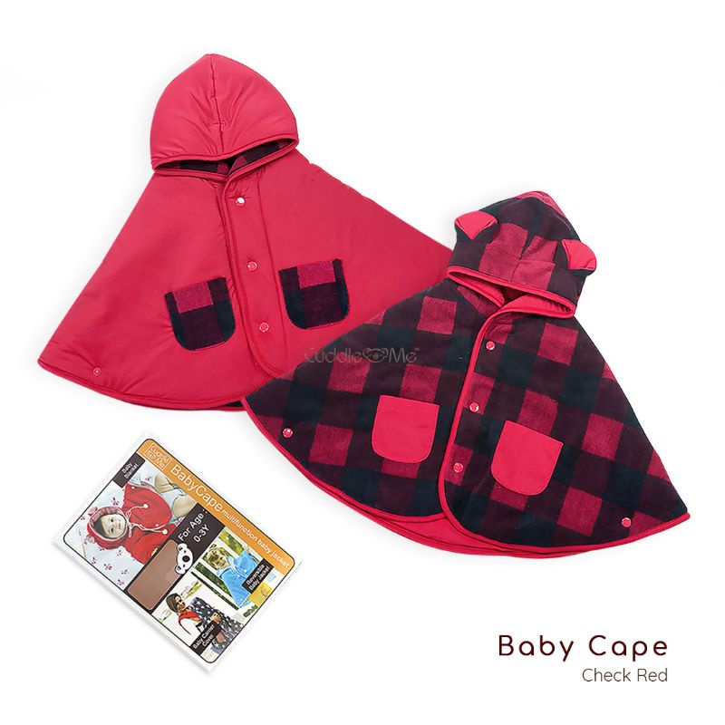 CuddleMe Baby Cape Original Cuddle Me Jaket Mantel Anak Bayi Balita Laki Laki Perempuan Boy Girl Cowok Cewek 0 6 12 Bulan 1 2 3 Tahun-Check red lama
