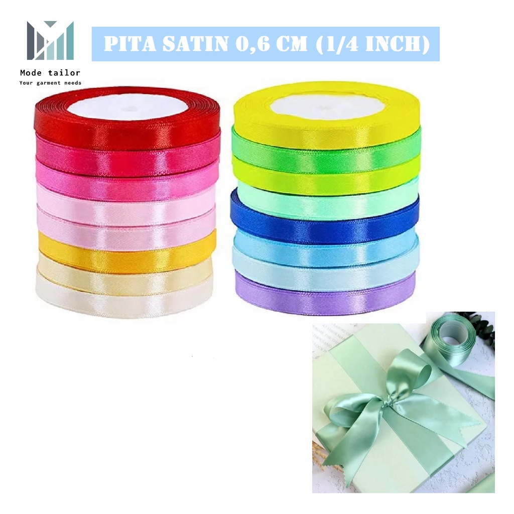 

Pita Satin 1/4 inch 0,6cm Roll / Pita Kado / Pita Kain