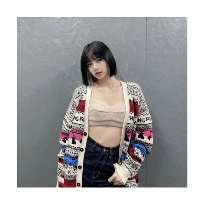 BISA COD| freebies Cardigan Lisa black pink Haechan taeyong