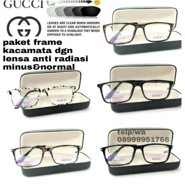 Gucci paket kacamata dgn lensa anti radiasi minus&non minus