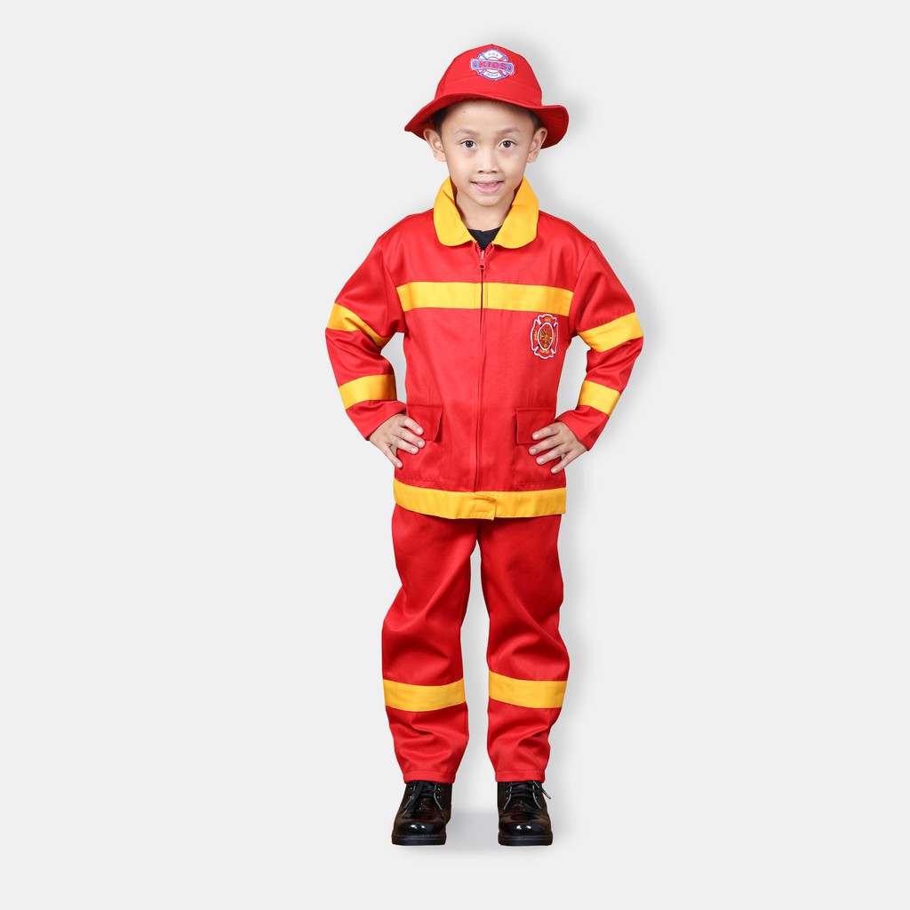Baju Seragam Profesi Anak Laki-Laki Pemadam Kebakaran Damkar Merah