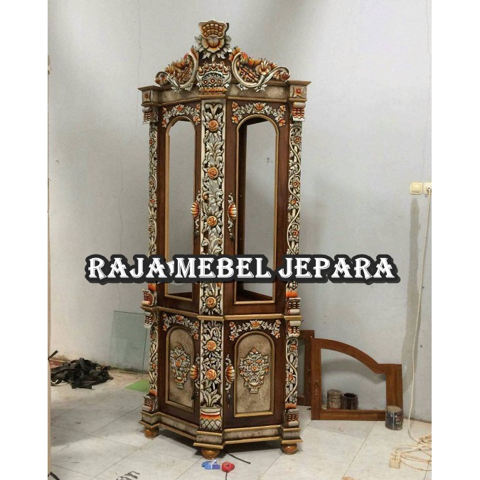 LEMARI HIAS SUDUT SHIMA JATI MEBEL JEPARA