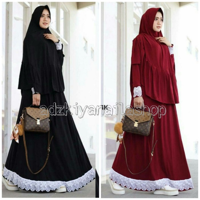 pakaian Gaun muslim ibu islami Rblvsyari baju muslim wanita set gamis khimar maxi dress julbab busui