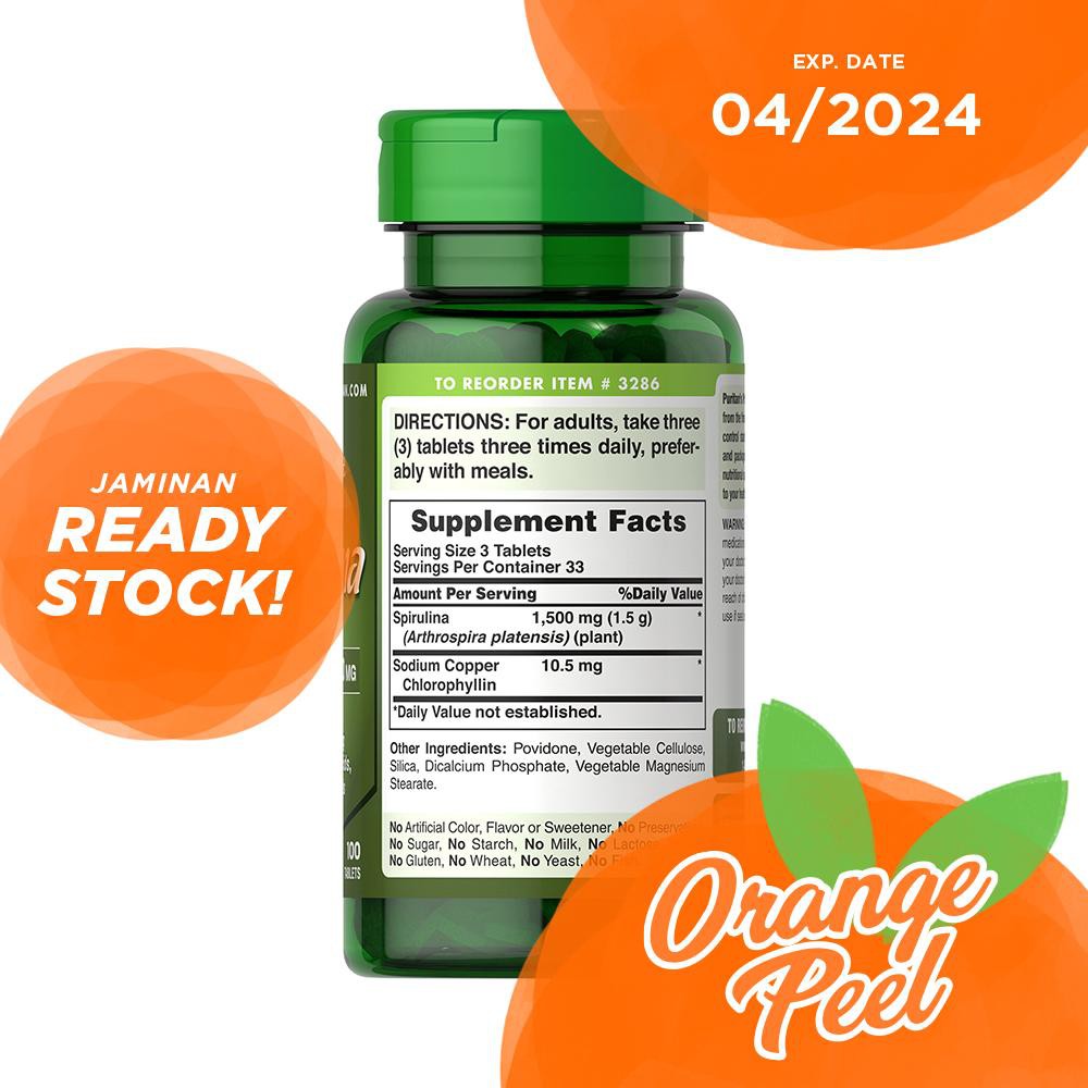 Puritan Spirulina 500 mg (100 Tablets)