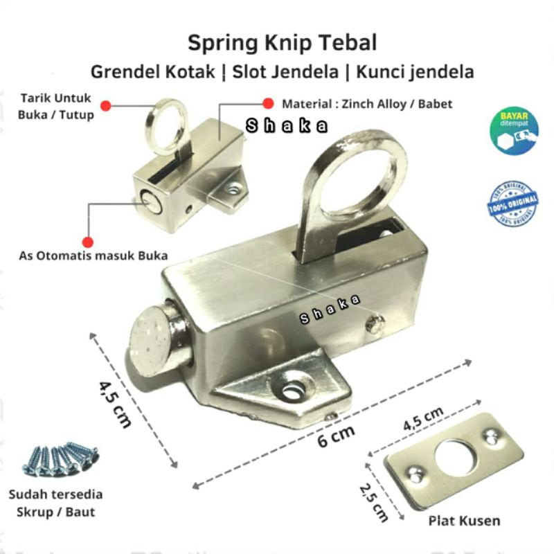 Spring knife grendel slot kunci jendela stainless slot kunci jendela