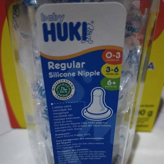 HUKI DOT REGULAR/ORTHODONTIC (GEPENG) SILICONE NIPPLE S M L