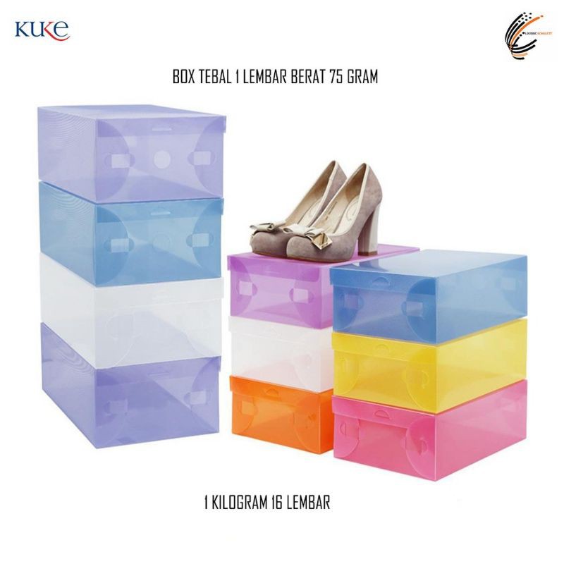 LL1 Kotak Sepatu Plastik Transparan Box Spatu Lipat Bening | Rak Sepatu Susun Organizer | Shoe Rack