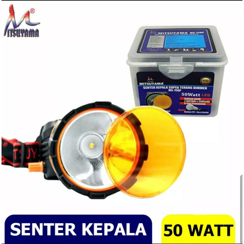 Headlamp LED 50Watt /Senter Kepala LED 50Watt Mitsuyama MS-158P Water Resistant Bonus Bohlam 5W