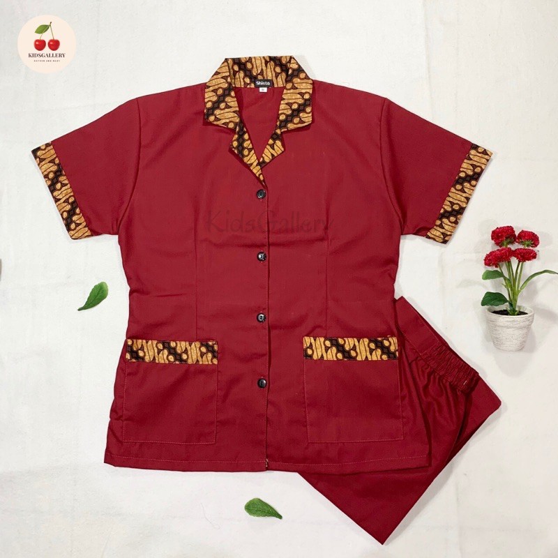 [Sandrina] Baju seragam suster (BATIK)/ Baju baby sitter/ Baju nanny ( Celana panjang )