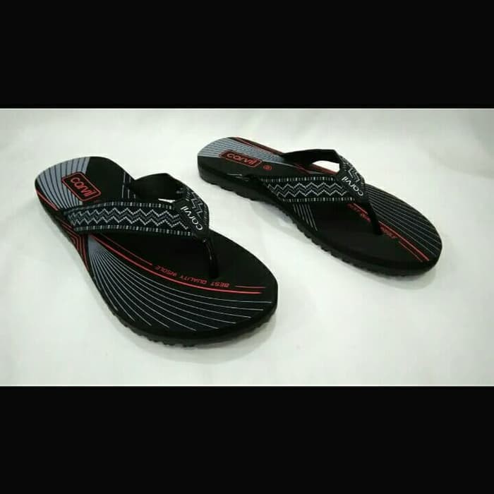 Carvil Lenon Black Grey Size 38-44 / Sandal carvil jepit/sandal termurah  Sandal Casual baru ori