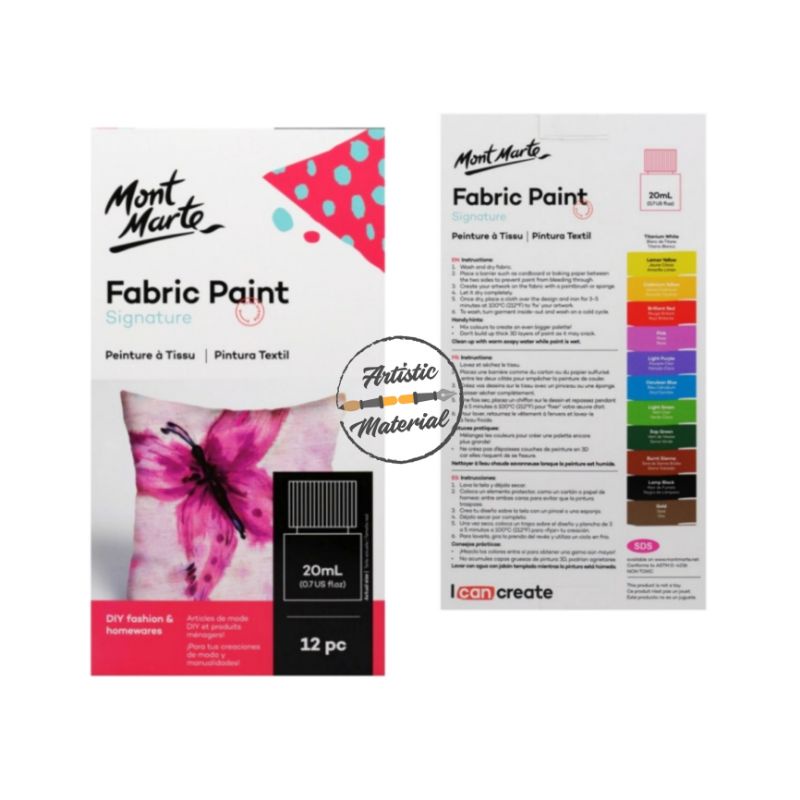 

Mont Marte Fabric Paints Set 12x20 ml