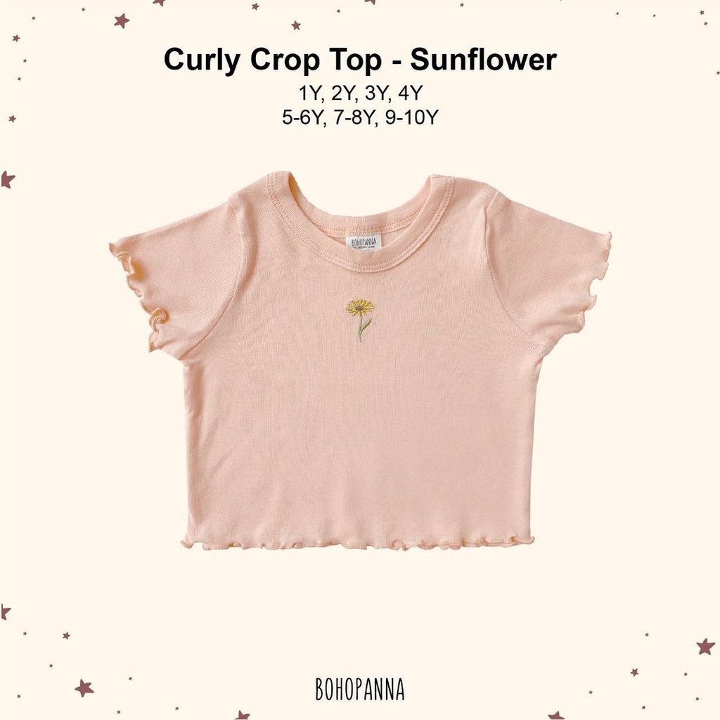 BOHOPANNA Curly Crop Top Atasan Anak Perempuan