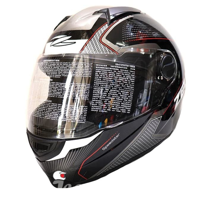 Helm Zeus ZS811 Black Glossy AL6 White Red | Zeus ZS 811 Single Visor