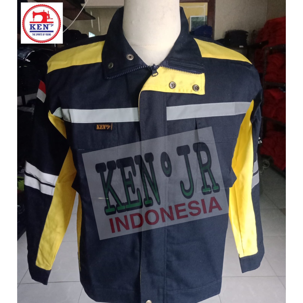 Bagus Uniform - Pakaian Kerja Seragam Proyek SemiJaket Warna Dongker Kuning