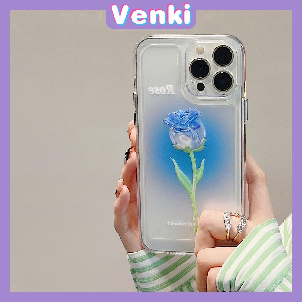 iPhone Case Luxury Silicone Soft Case Clear Case Shockproof Protection Camera Blue Rose Flower Compatible For iPhone 11 iPhone 13 Pro Max iPhone 12 Pro Max iPhone 7Plus iPhone xr