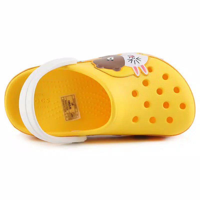 SANDAL CROCS LINE BROWN YELLOW KIDS and JUNIOR CLOG