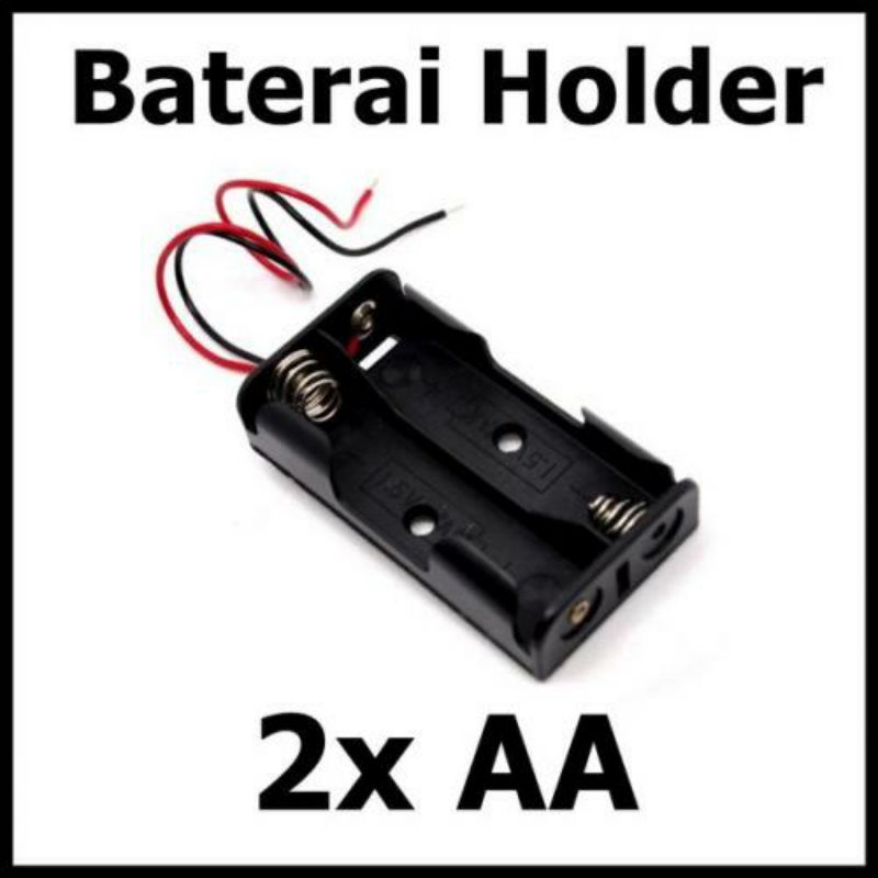 holder baterai 2x AA box kotak battery lampu pju diorama miniatur