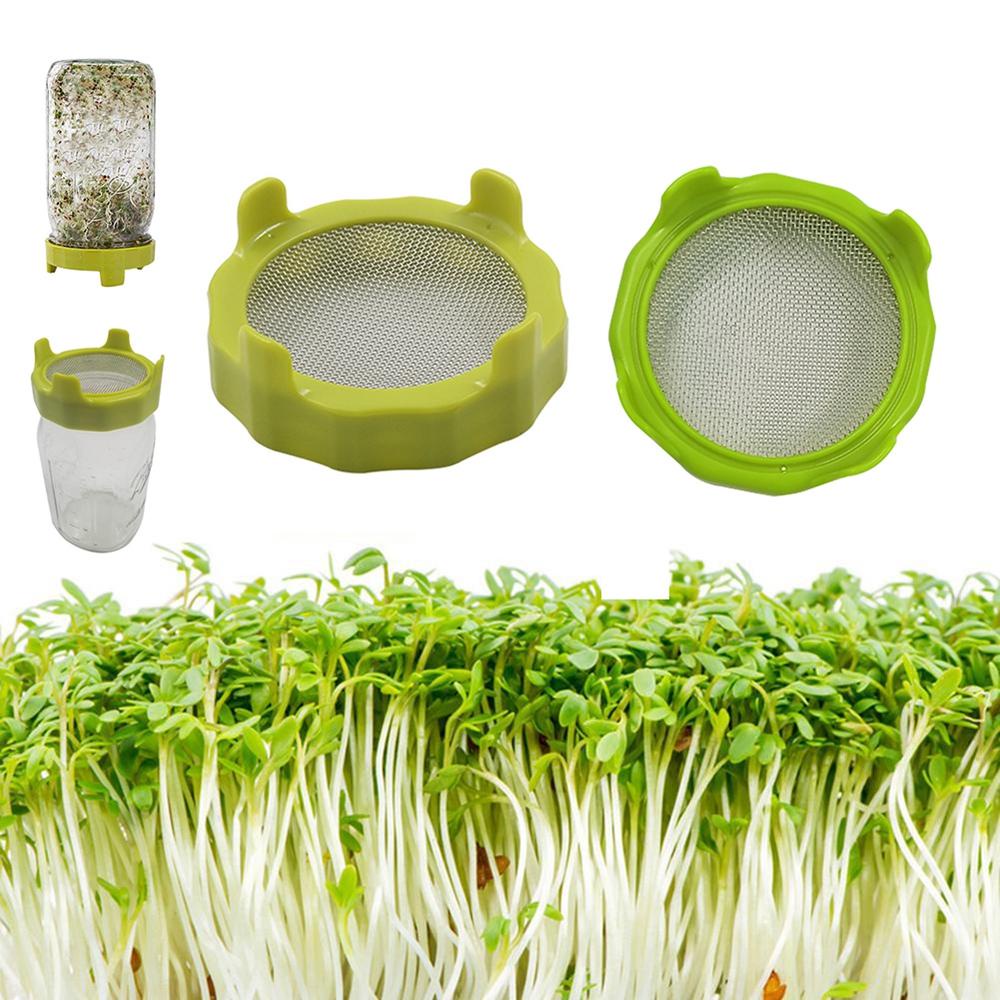 Nickolas1 Sprouting Lid Stainless Steel Mesh Planters Mason jar Alat Kecambah Penyaring Perkecambahan Benih