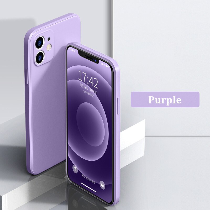 Case Square Edge Xiaomi Redmi Note 10 10S 9 PRO 9A 9C 9T Silikon Full Cover Camera Protection Softcase Macaron Casing Candy Straight Silicone-SQE I UNGU