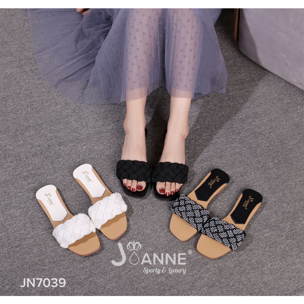 JOANNE Pearl Woven Slide Sandals Sling Kepang #JN7039 ORIGINAL