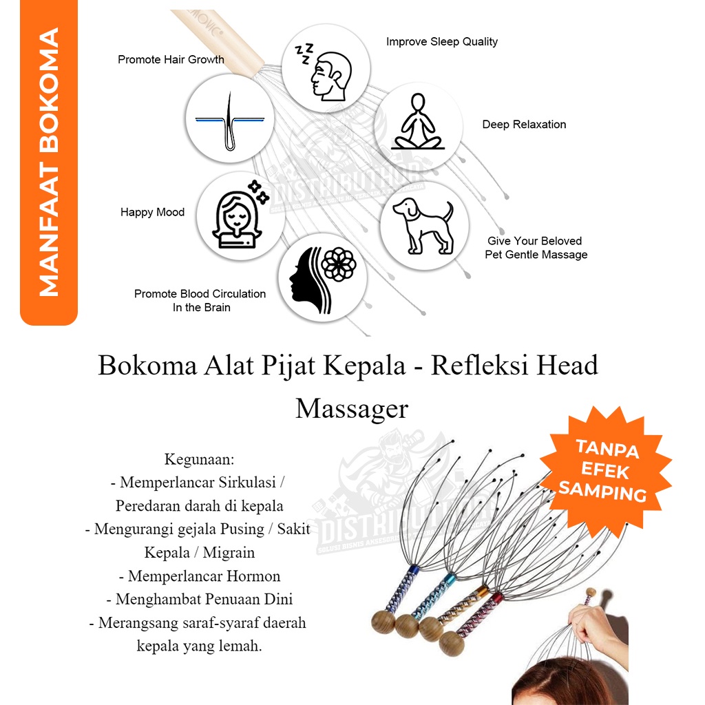 Alat Pijat Kepala BOKOMA Stanlies Terapi pijit  Pemijat refleksi Penggaruk kepala penghilang stres bokoma head massager original