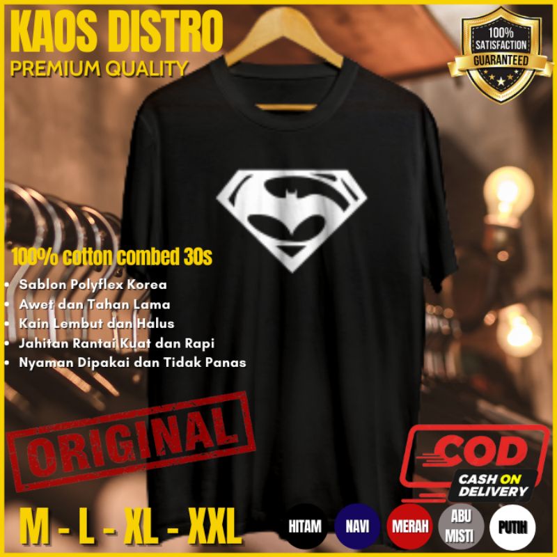 Kaos Superhero Batman Superman Baju Distro Pria Branded Original Cowok Kekinian Batman Superman