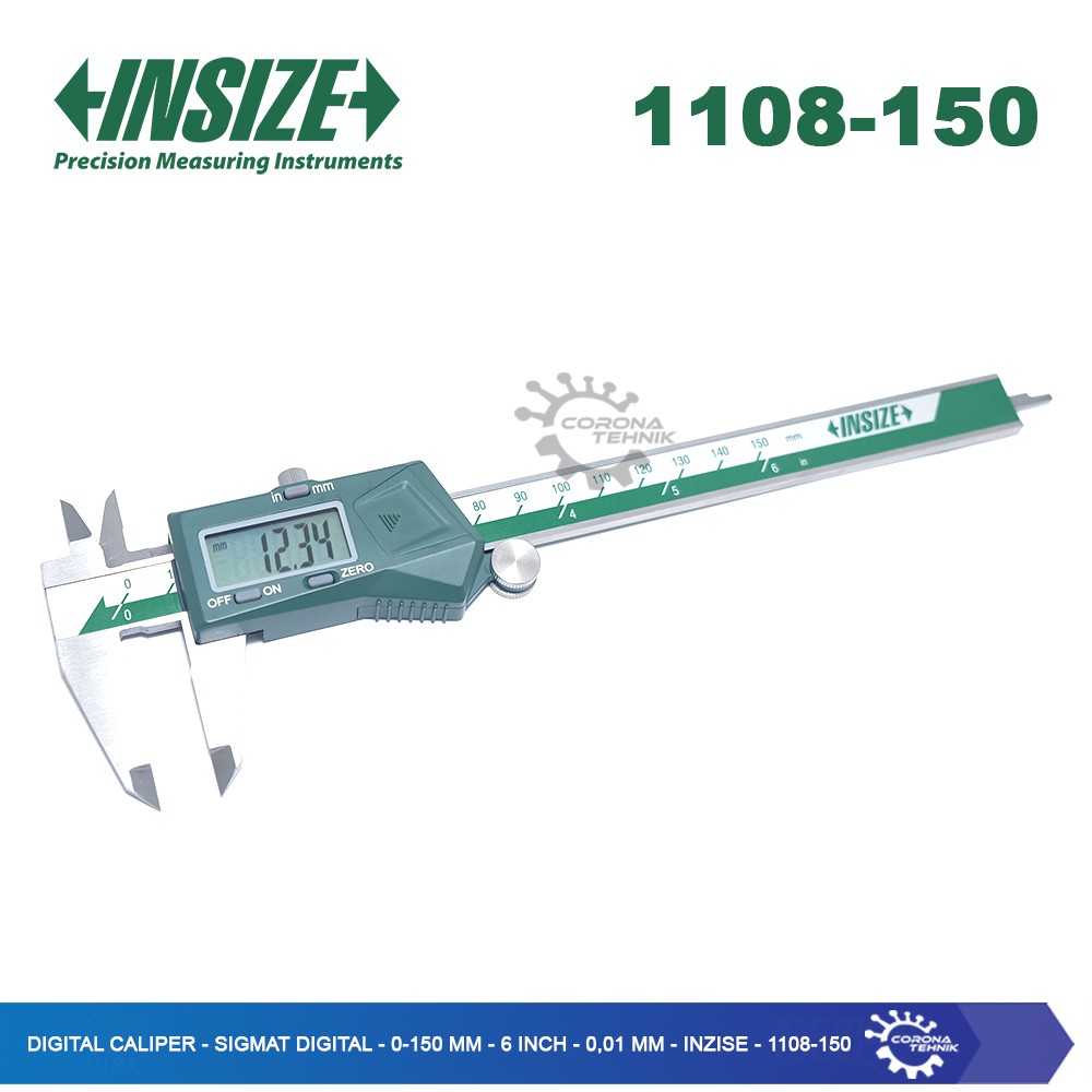 Insize - 1108-150 - Digital Caliper - 0-150 mm - 6 Inch - 0,01 mm