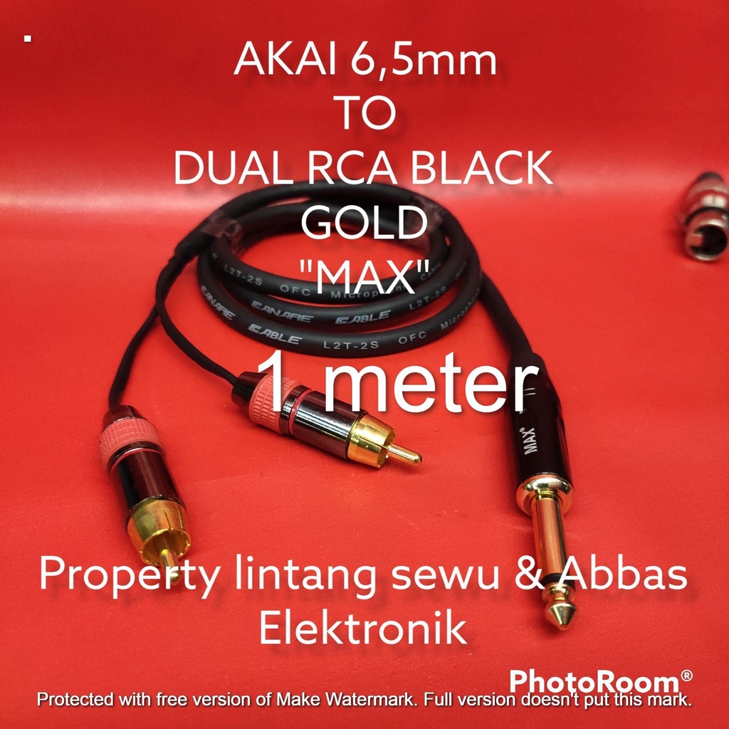 KABEL JEK AKAI 6,5MM MAX TO DUAL RCA BLACK GOLD 1 METER