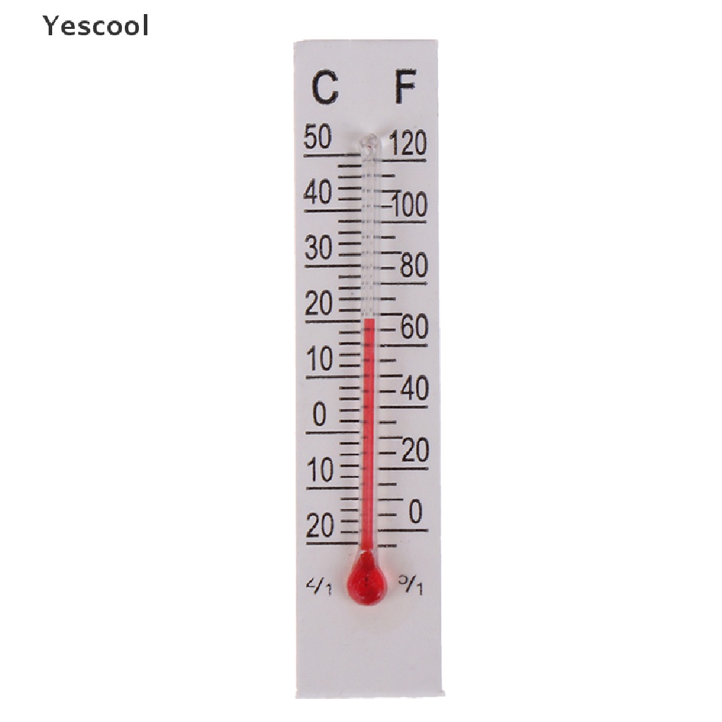 Yescool 10pcs / Set Miniatur Termometer Kardus Ukuran 5cmX1.1cm 20-50 Celcius Untuk Indoor