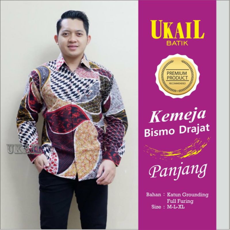 Kemeja Batik Pria Exclusive Batik Eksklusif Lengan Panjang Baju Batik Pria Lapis Furing BISMO DRAJAT