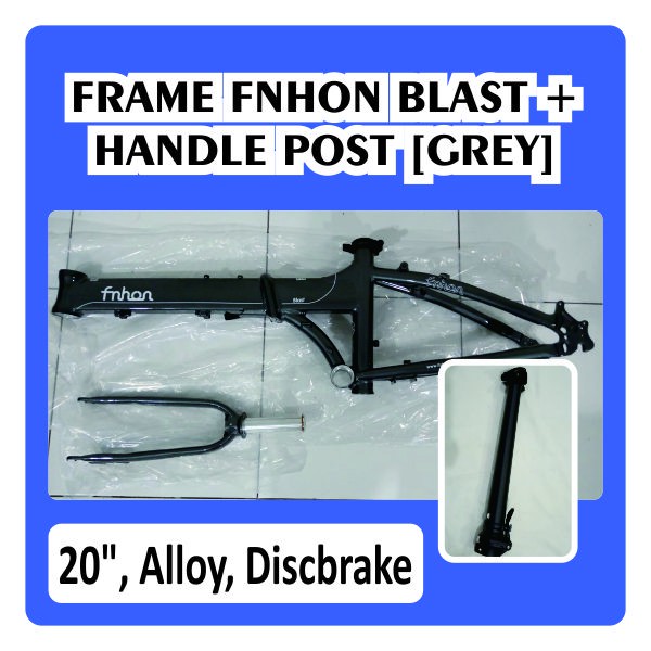 Frame Set &amp; Handle Post HP FNHON BLAST Grey Discbrake 20 inch Db Sepeda Lipat Abu Abu Metalic