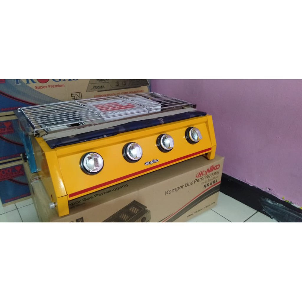 Kompor Panggangan Sosis 4 Tungku NK-GR4 / NIKO BBQ Grill Gas + selang regulator