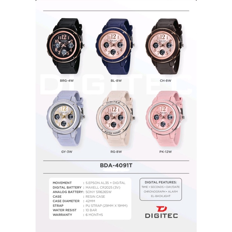 DIGITEC 4091 JAM TANGAN WANITA DUALTIME ORIGINAL