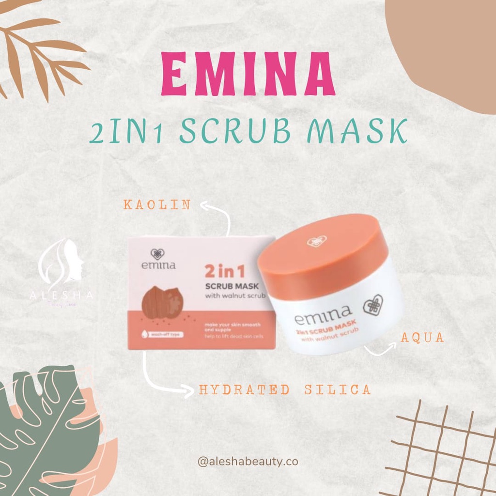 EMINA PRODUK READY STOCK/EMINA 2IN1 SCRUB MASK MASKER WAJAH/BPOM HALAL/100% ORIGINAL