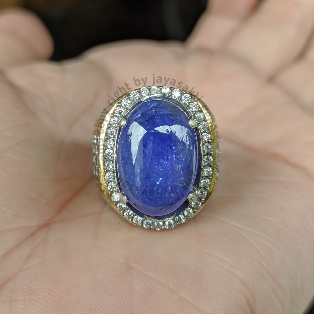 Natural Royal Blue Tanzanite Ring Perak Mewah Free Memo Lab JSB 04