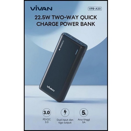 VIVAN Power bank 20000 mah H20S Original Fast Charging 20.000 MAH
