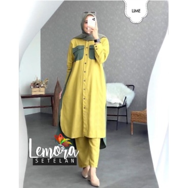 Set Baju Muslim Wanita Remaja Long Tunik Terbaru 2022 Model Kekinian Trendy Pesta Lebaran Setelan Ce