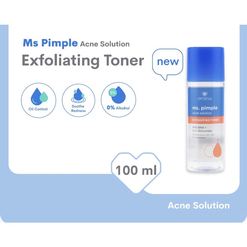 Emina Ms Pimple Acne Solution Exfoliating Toner 100 ml