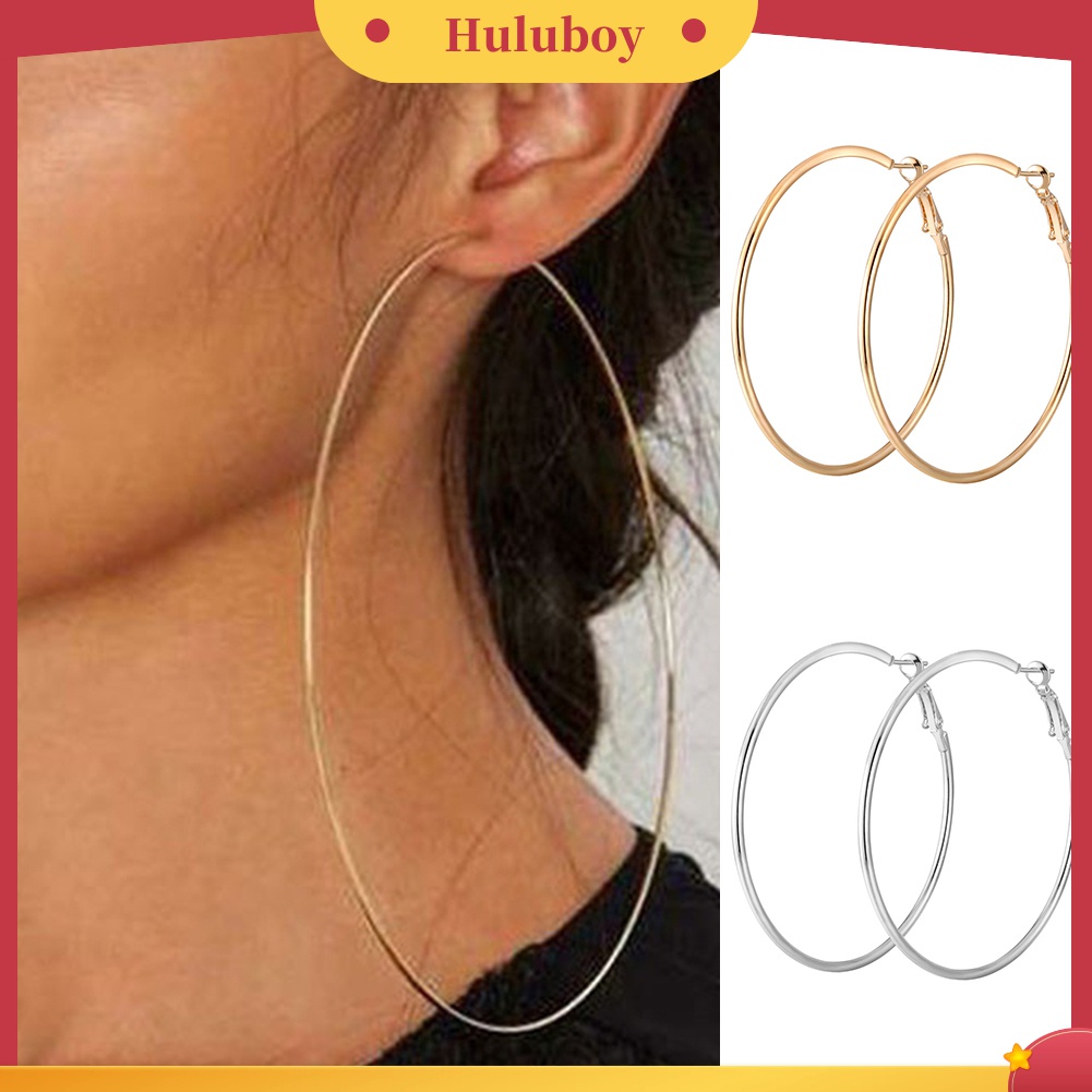 Anting Hoop Bentuk Lingkaran Besar Model Hollow Untuk Wanita