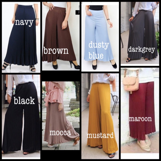 CELANA KULOT PLISKET FASHION MUSLIM ABG MURAH PLEATED PANTS POLOS MAYUNG PLISKET SUPPLIER