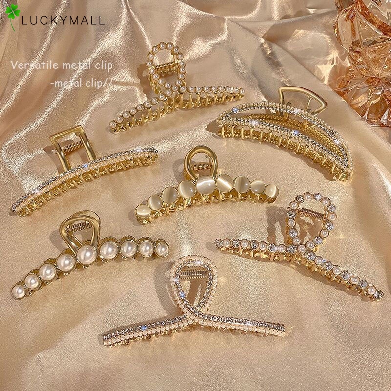 Jepit Rambut Bentuk Kupu-Kupu Bahan Metal Hias Kristal Mutiara Untuk Wanita Butterfly