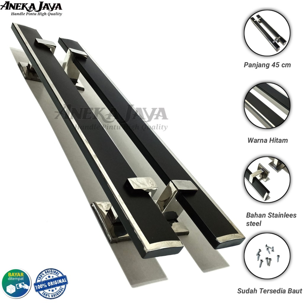 Handle pintu rumah panjang 45 cm / Gagang pintu rumah / Pegangan pintu rumah murah terbaru hitam