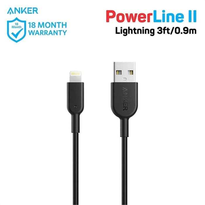Kabel Charger Anker PowerLine II 3ft Lightning - A8432