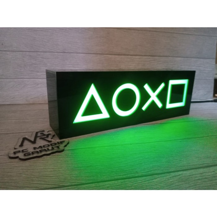 Hiasan Meja - Hiasan Setup Pc Gaming Box Led Rgb Hiasan Meja Komputer Logo Custom